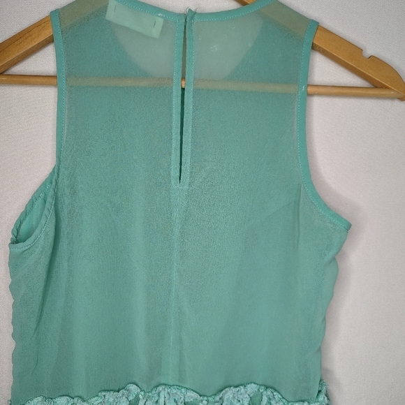 Zara Blue Lace Sheer Back Tank Top Small - Picture 4 of 10